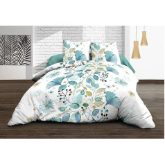 Duvet Cover 220 x 240 cm + 2 Pillowcases Pure Cotton 57 Thread Count Bloom