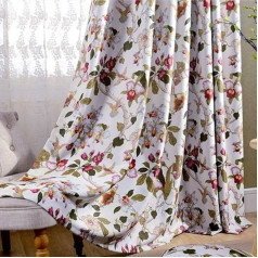 MYRU Set of 2 Retro Flower Curtains for Bedroom Eyelet Bird Curtains for Living Room 2 x 54 x 63 inch