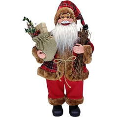 Santa Claus Figure, Christmas Doll, 35 cm Fabric, Traditional Red Christmas Decoration, Sitting Dwarf Doll, Christmas Decoration, Santa Claus Decoration for Showcases, Fireplaces, Dining