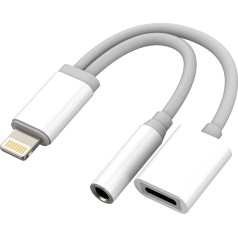 Telefon-AUX-Adapter für Kopfhöreranschlusskabel Lightning auf 3,5-mm-Splitter-Dongle-Ladeanschlusskabel (2in1)MFI-zertifizierter Audio-Musik-Ohrhörer-Ladekonverter für Apple 11 12 13 14 ProMax 7 8Plus
