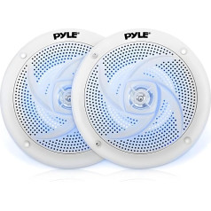 Pyle Slim Outdoor Speaker Box - Waterproof Box Outdoor Speaker - Outdoor Music System with LED Lights Slim 2-Way Speaker Passive 240W as Boat & Car & Speaker, Surface Mounted Speaker