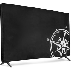 kwmobile 40 Inch TV Case - Indoor TV Screen Protector Cover - TV Screen Dust Cover - Compass Vintage White Black