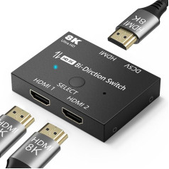 HDMI Switch 2.1 8K Splitter Bi-Directional 8K @ 60Hz 4K @ 120Hz Converter 48Gbps High Speed Transmission Splitter for Xbox PS4/5 Monitors