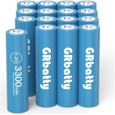 AA Rechargeable Battery NI-MH, 3300 mAh Durable, 1.2 V 1200 Cycles Rechargeable AA Batteries - Pack of 16 for Household and Business Devices