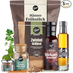 Gepp's Feinkost Men's Breakfast Wonder Bag, Gift Idea for Men with Organic Grill and BBQ Sauce, Whiskey, Texas Super Rub, Black Lava Salt & Grill Bread, Gift for Barbecue, Gift for Him
