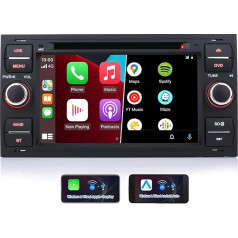 7 Inch 2 DIN Car Radio for Ford Mondeo, Focus, S-Max. FM Radio for Apple CarPlay/Android AUT, Radio Bluetooth, DVD CD, GPS, USB, SD, Radio Supports Steering Wheel Control, Reversing Camera,