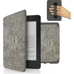 MyGadget Felt Case for Amazon Kindle Paperwhite 10th Generation (Model 2018 - PQ94WIF - 6 Inches) with Hand Strap and Auto Sleep/Wake Function - Light Grey