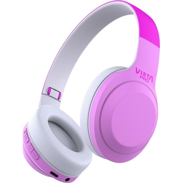 Vieta Pro Kids Wireless Headphones Girls Bluetooth FM Radio Built-in Microphone AUX Input Micro SD Player Foldable 15 Hours Working Time