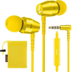 LUDOS OMNITONE Wired In-Ear Headphones with 5 Year Warranty Extra Bass with Microphone for iPhone, iPod, iPad, MP3, Huawei, Samsung - Yellow