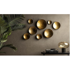 VIDI Metal Wall Decoration Living Room Wall Bowl Set | Wall Decoration Living Room 8 Pieces | Ornaments Wall Decoration in Gold for Living Room | Gold Decoration Living Room Wall