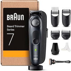 Braun BT7441 Beard Trimmer, Beard Trimmer, Trimmer, Men's Hair Trimmer Professional, 40 Settings, Charging Station, Travel Case, Beard Template