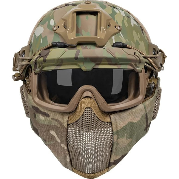 OneTigris Airsoft Helmet, Mich 2000 Paintball Helmet with Mask and Goggles for Airsoft Paintball