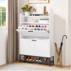 YITAHOME Shoe Cabinet Shoe Cabinet Wooden Shoe Cabinet with 2 Folding Drawers, Freestanding Shoe Chest with Open Shelves and Metal Legs, Shoe Rack for Living Room, Entryway, Hallway