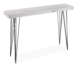 Versa - Dallas narrow furniture for the entrance or hallway Modern console table made of wood and metal. Dimensions: H80 x L25 x W110cm Colour: brown, white and black.