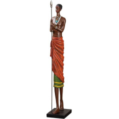Casablanca Large Decorative Figure Sculpture XXL - African Decorative Figure Man Made of Resin Colour: Orange Multicoloured - Decoration Gift Height 82.5 cm