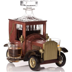 Kemstood Whiskey Carafe (945 ml) - Decanter Set with Crystal Glasses and Old Fashioned Vintage Car Stand by Kemstood - Personalised Set for Men - Bar Accessories for Alcohol - Whisky Gift Set