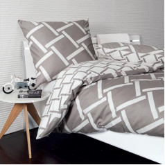 Janine reversible duvet cover set satin taupe size 80x80 cm / 135x200 cm