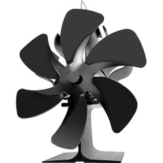 BYBULE Wood Stove Fan 6 Blades Stove Fan with Thermometer Heat Powered for Wood Burner/Fireplace/Gas/Wood/Wood/Pellet Stove