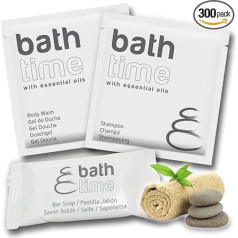 Hotel Amenities Set | Bath Time Kit | Shower Gel + Shampoo + Soap | 100 Units x 3 Products | Paraben Free | Hotel, Country House, Apartment, Cruise, B&B | Made in UE