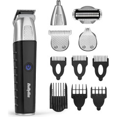 BaByliss Lithium Power MT812E 11-in-1 Multi Trimmer - Wireless Grooming Kit with Beard Trimmer and Nose Hair Trimmer, Waterproof, Ideal Gift for Men, Black/Grey