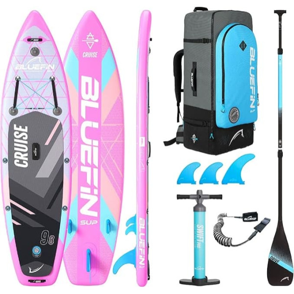 Bluefin SUP Cruise 9'8 Inflatable Paddle Board SUP Board for Adults Bluefin SUP Cruise SUP | 10'4 SUP Portable & Travel Safe Paddleboard Accessories Including Miami Roze 9'8 Miami Pink