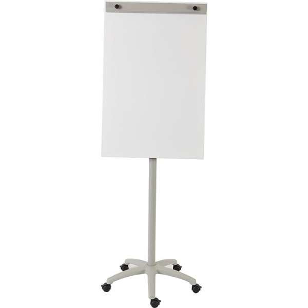 Rocada, Flipchart Whiteboard with Wheels, 67 x 62 x 181 cm, Economical Whiteboard with Paper Holder and Star Base, Drywipe White
