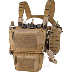 Tactical Chest Rig - Paintball Tactical Vest, Molle Modular Micro Fight Plate Carrier Chest Protector, Adjustable and Removable, with 5.56/7.62 9 mm Magazine Bag