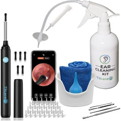 Tilcare Ear Wax Remover with Ear Camera - Ear Wax Remover Camera for Adults and Children - Earwax Removal - With Basin, Syringe, Curette, Towel and 30 Tips