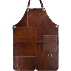 Angus Stoke Premium Leather Apron - Full Leather BBQ Apron - Patches Vintage Leather Apron - BBQ & Kitchen - Barney, brown