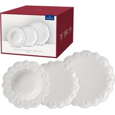 Villeroy & Boch Toy's Delight Royal Classic 12-Piece White Tableware Set, Dishwasher Safe, Microwave Safe, Plate, Plate Set, Tableware Set for 4 People, Christmas Tableware Toys, Premium Porcelain
