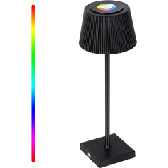LED Dimmable Battery Table Lamp Wireless, Touch Dimmable Table Lamp RGB + CCT 8 Colours USB-C Rechargeable Waterproof for Garden Dining Table Bedroom Balcony Hotel Bar Restaurant (Black)