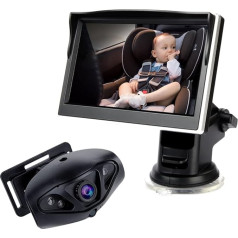 Baby Car Mirror, 5 in 1080p Baby Car Mirror Camera, Back Seat Mirror for Babies with Night Vision, Shockproof Car Mirror Baby Back View for Toddlers / Children, Essential Car Accessory