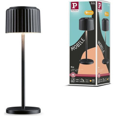 Paulmann Else 94878 Solar LED Battery Light IP44 2700K Black 250lm USB-C Battery Mobile Table Lamp