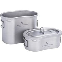 iBasingo Ultra Light Titanium Camping Cooking Set 600 ml Pot & 300 ml Cup with Folding Handle Measuring Scale, Lid Function, Ideal for Backpacking, Bushcraft, Solo Travel Ti2046C