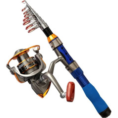Angelrute Tragbare Teleskop Angelrute FRP Faser Angelrute Meer Boot Felsen Angelrute Hochwertige Angelrolle 1,5 m/1,9 m/2,3 M Tragbare Reise Angelrute (Color : 2.3m Rod with Reel)
