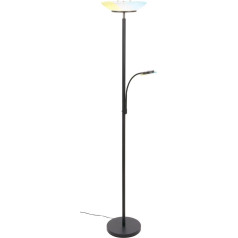 BRILONER - Floor lamp with flexible floodlight head and reading arm, infinitely dimmable, CCT warm white to cold white, floor lamp, reading lamp, ceiling floodlight, living room lamp, floor lamp, 180