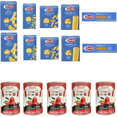 Test Pack Pasta Barilla Italian (10 x 500 g) 5 Types of Pasta (Spaghetti-Tortiglioni-P.Mista-Stelline Colour Line) + Italian Gourmet 100% Italian Peeled Tomato Tins 5 x 400 g