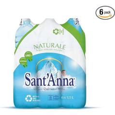 Sant'Anna Wasser- Natürliches Mineralwasser Blisterpackung mit 6 Kunststoffflaschen je 1,5 Liter