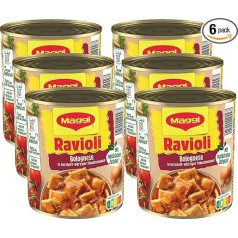 MAGGI Ravioli Bolognese, Delicious Ready Meal with Spicy Meat, for Pot and Microwave, Ideal Festival Food, Pack of 6 (6 x 800 g)