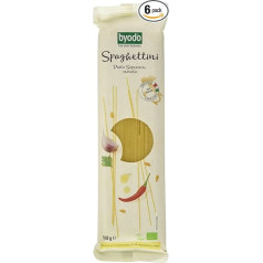 Byodo Spaghettini Light Pack of 6 (6 x 500 g) – Organic Durum Wheat Semolina from Italy, Al Dente Biss, Short Cooking Time, Environmentally Friendly Paper Packaging, Organic Quality Pasta