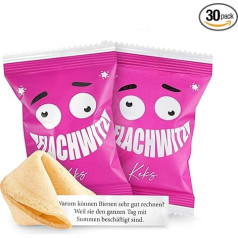 Lucky Biscuits Flat Jokes Pack of 30 Pink Lucky Biscuits Funny Flat Jokes for Children and Adults for Party, Birthday, Candy Bar, Gift Biscuits Freshly Baked Vegan & Made in Germany