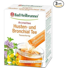 Bad Heilbrunner Cough and Bronchial Tea in Stick, Ready to Cup, Pack of 3 (3 x 10 Sticks)