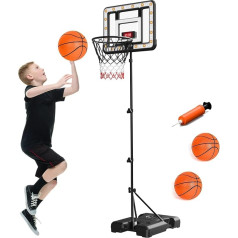 fisca Children's Basketball Hoop with Electronic Scoreboard, Height Adjustable 110-180 cm Basketball Goal, Mini Basketball Hoop Gift with Stand for Boys Girls Outdoor Indoor