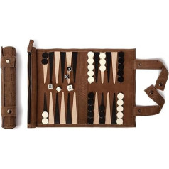 Sondergut Backgammon Mocha Board Game - For Rolling Made of 100% Leather - The Original Since 1998 Camper & Travel Fans - 25 x 34 cm
