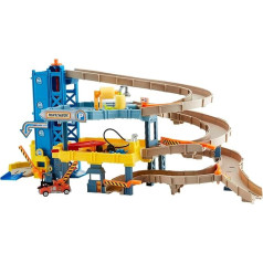 MATCHBOX Car Centre – 4 Tier Car Centre with Ramp Section, Crane, lift, Car Wash and Tow Truck for Matchbox Vehicles, Lifelike Activities and Functions, CJM67