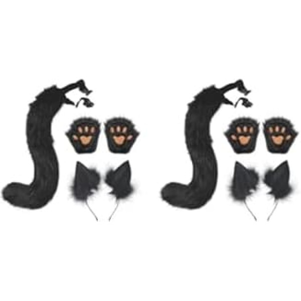 Fox Ears Tail Cosplay Props for Halloween Fancy Dress Party Carnival White