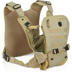 Ergonomische Tragetasche, Vorder- und Rückseite, atmungsaktives Mesh-Panel, verstellbare Träger, Khaki