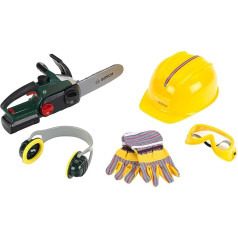 Theo Klein 8532 Bosch Chainsaw with Helmet and Worker Gloves, Toy, Multi-Colored