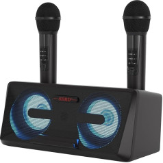 Karaoke Machine with 2 Wireless Microphones, Karaoke System HiFi with 20 W Bluetooth Speaker, Party Box for Party, Outdoor, Birthday (Black)