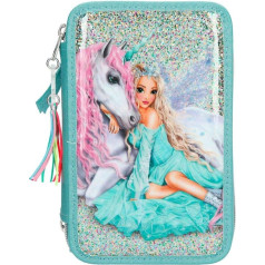 Depesche 11180 TOPModel Fantasy Filled 3-Compartment Pencil Case in Icefriends Design, Pencil Case Approx. 7.5 x 13 x 20 cm with Felt and Coloured Pencils, Ruler, Scissors, Glue, etc.